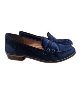 Steve Madden Cyylo Navy Velvet Penny Loafers Low Heel Flats Size 8M